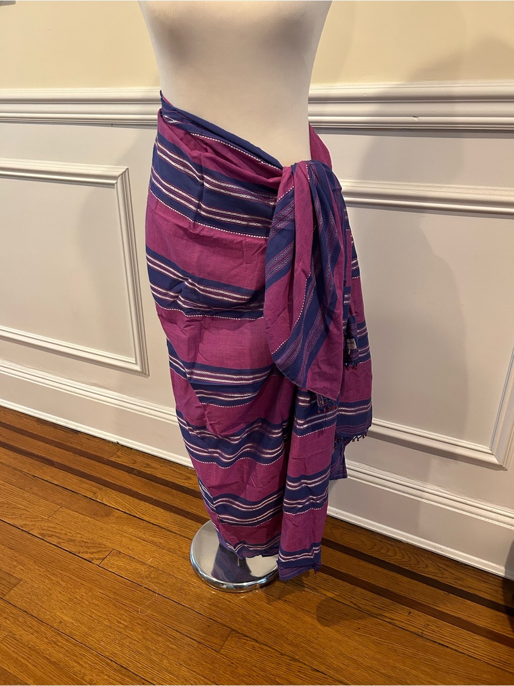 Graham Kandiah Purple and Silver Long Sarong made in India.